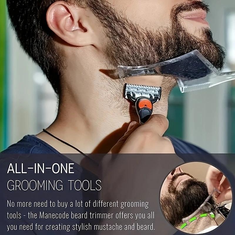 8 in 1 Clear Beard Shaping Tool With Comb, 1 Count Beard Guide Shaper, Beard Shaping Tool, Multifunctional Styling Template For Goatee Mustache Sideburn, Grooming Tool