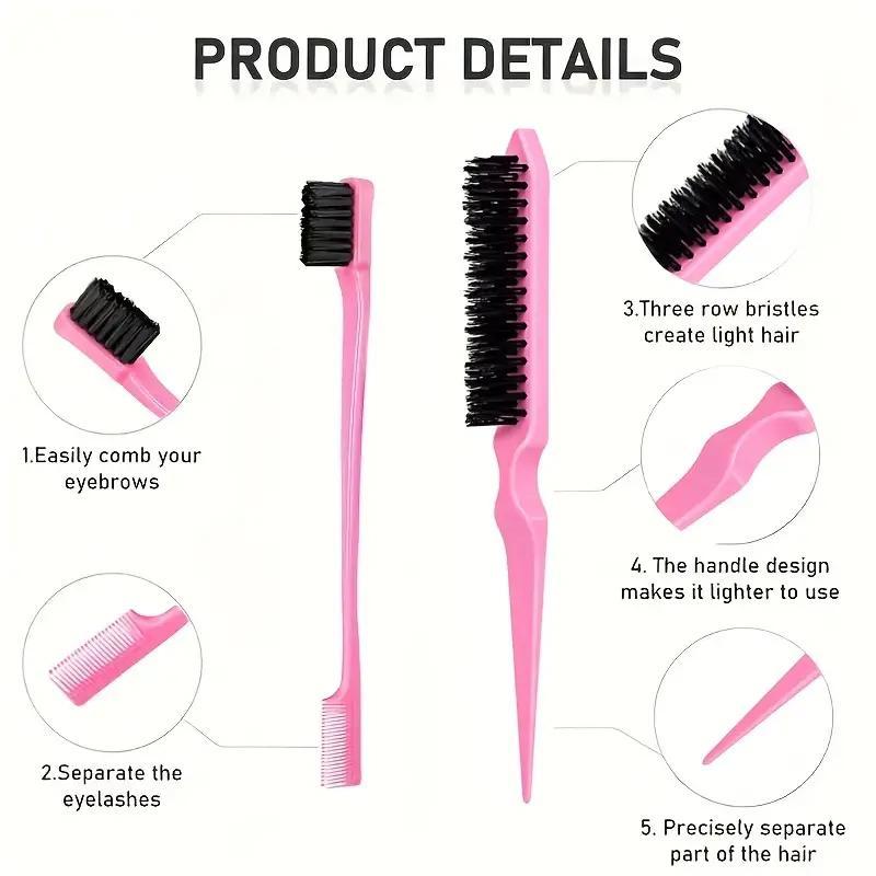 Summer Hairdressing Tools, 5 Counts Detoxification Brush Set with Cushion, Nylon Bristle Shampoo Brush, Dualedge Styling Comb, Detachable and Convenient Combs, Hair Style Hair Products