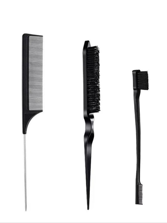 Hair Styling Comb Set, Slick Brush Set,  Hair Brush Teasing Comb Edge Hair Brush Teasing Brush Set, Rat Tail Comb Double Sided Edge Brush, Heatless Haircare