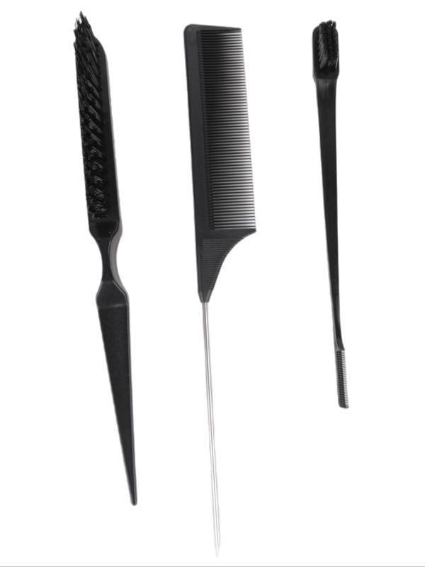 Hair Styling Comb Set, Slick Brush Set,  Hair Brush Teasing Comb Edge Hair Brush Teasing Brush Set, Rat Tail Comb Double Sided Edge Brush, Heatless Haircare