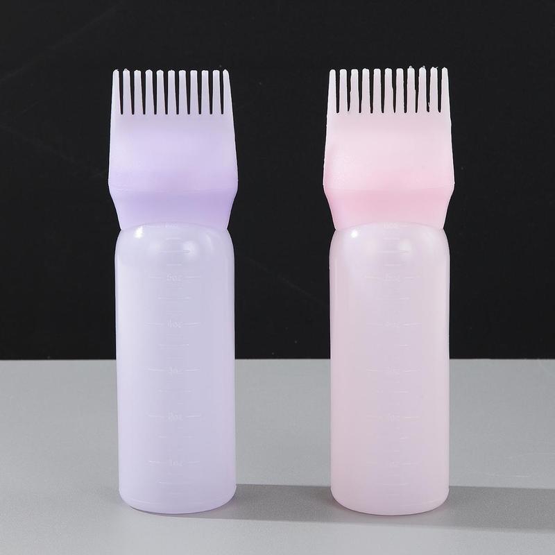 Summer Hair Dye Applicator Bottle, 2 Counts/set Hair Coloring Tool with Graduated Scale, Root Comb Applicator Bottle, Dyeing Shampoo Hair Oil Bottle with Comb, Haircare Tools