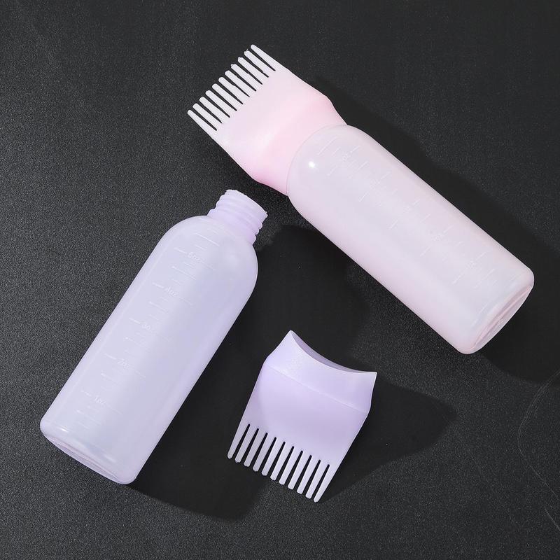 Summer Hair Dye Applicator Bottle, 2 Counts/set Hair Coloring Tool with Graduated Scale, Root Comb Applicator Bottle, Dyeing Shampoo Hair Oil Bottle with Comb, Haircare Tools