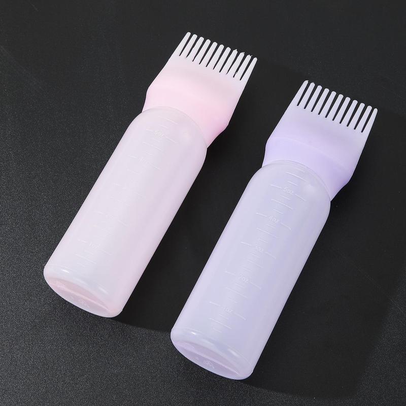 Summer Hair Dye Applicator Bottle, 2 Counts/set Hair Coloring Tool with Graduated Scale, Root Comb Applicator Bottle, Dyeing Shampoo Hair Oil Bottle with Comb, Haircare Tools