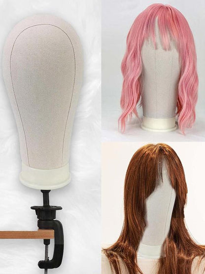 21/22/23/24 Inch Head and Stand, Canvas Mannequin Head with Table Clamp, Hair Extension Training Head, Professional Hairdressing Tool