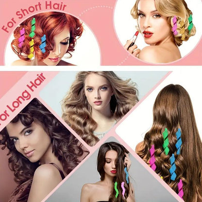 Heatless Hair Curler Set, 28pcs/set Spiral Hair Curler Bands with Sticks, No Heat Hair Curling Tool, Hair Styling Tool for Women & Girls