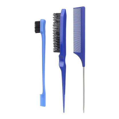 Summer Hair Styling Comb Set, 3pcs Heatless Styling Tool Set, Teasing Hair Brush, Rat Tail Comb, Edge Control Brush for Edge & Back Brushing, Combing, Slicking Hair for Women