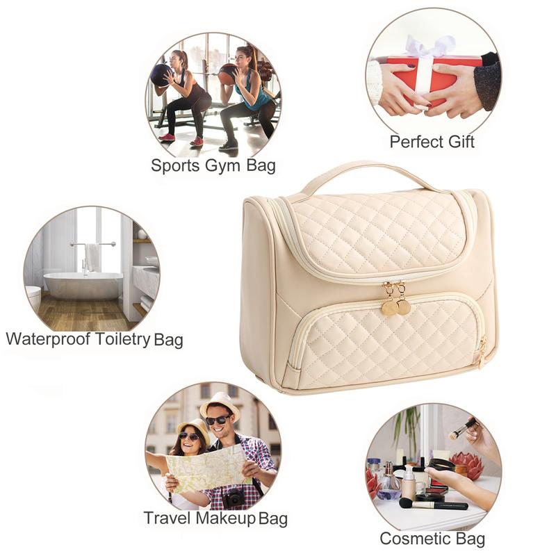 Portable Travel Makeup Storage Bag, Multi-grid Cosmetic Bag with Zipper, Large Capacity Cosmetic Organizer, Toiletry Bag, Summer Gifts