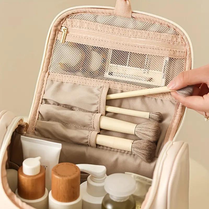 Portable Travel Makeup Storage Bag, Multi-grid Cosmetic Bag with Zipper, Large Capacity Cosmetic Organizer, Toiletry Bag, Summer Gifts