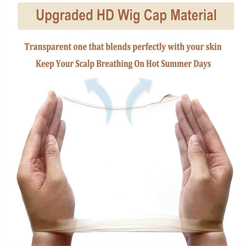 Megalook 2 Pcs/set Invisible and Breathable HD Wig Cap for Human Hair/Synthetic Wig Installations Easy to Wear