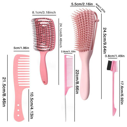 Hair Comb Set, 5 Counts/set Professional Hair Design Comb Set, Wide Tooth Hair Combs, Curly Hair Brush, Hair Styling Combs, Wig Styling Combs for Summer Haircare