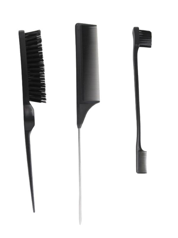 Summer Hair Styling Comb Set, Including Hair Brush & Tail Comb & Double Sided Edge Control Brush & Back Brushing & Hair Wax Stick, Professional Hair Styling Tools for Women