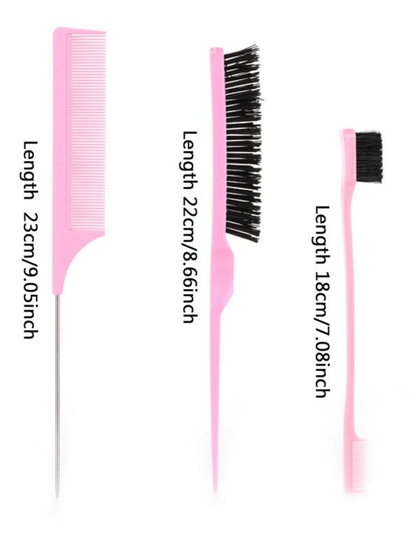 Summer Hair Styling Comb Set, Including Hair Brush & Tail Comb & Double Sided Edge Control Brush & Back Brushing & Hair Wax Stick, Professional Hair Styling Tools for Women