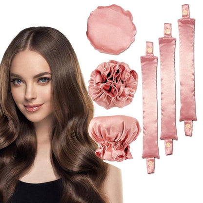 Satin Hair Curler & Hair Cover, Summer Gift, 1 Set DIY Curl Styling Tool, Effortless Flexible Heatless?Haircare?Curlers Wand