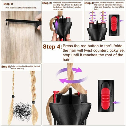 Electric Hair Braiding Tool, Automatic Hair Braiding Machine for Adults & Kids, Automatic Hair Braiding Tool for Lazy People, Heatless Styling Tools