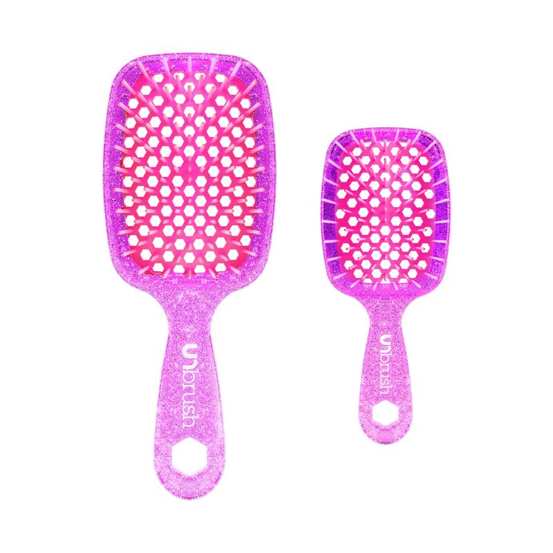 UNbrush Detangling Hair Brush & UNbrush Mini Detangling Hair Brush Set (2 brushes)