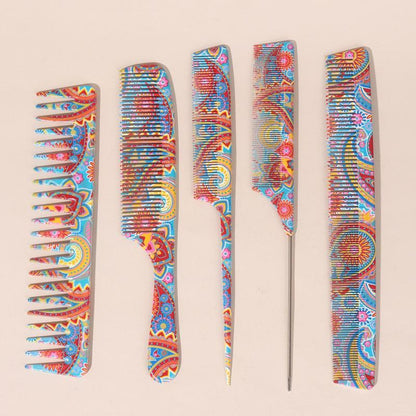 Flower Pattern Styling Comb Set, 5pcs Professional Hair Comb, Professional Styling Tools, Hair Products, Trending Product, Summer Gift, Hair Care Tools