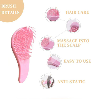 Manual Head Massage Hair Style Tool Set, 7 Counts Summer Hair Products, Including Shampoo Brush & Shower Cap & Hair Dye Bottle & Hair Clip & Hair Brush, Heatless Smooth Hair Care Tools for Women