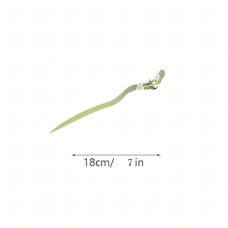 Flower Decorated Hair Pin (4pcs/set), Jadeite Hairpin, Heatless Styling Tool for Women & Girls