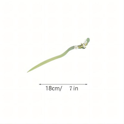 Flower Decorated Hair Pin (4pcs/set), Jadeite Hairpin, Heatless Styling Tool for Women & Girls