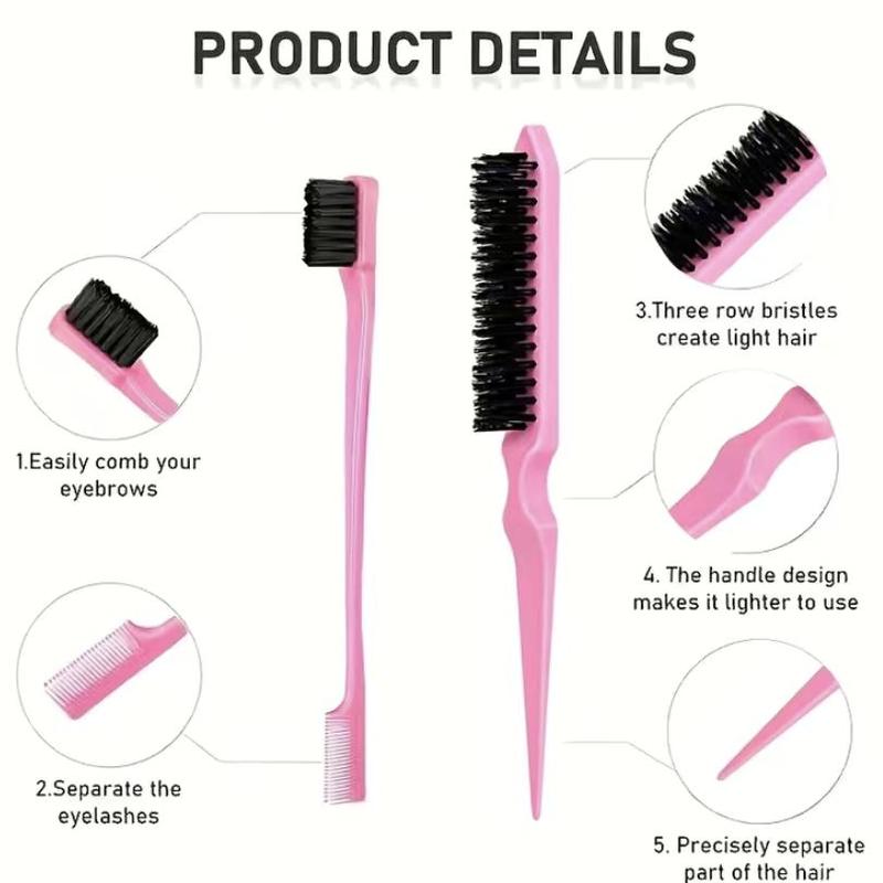 Professional Heatless Hair Styling Tools Set, Steel Needle Tip Tail Comb, Double Head Eyebrow Brush, Large & Small Hair Braiding Hoop, Summer Gifts, Heat Stick