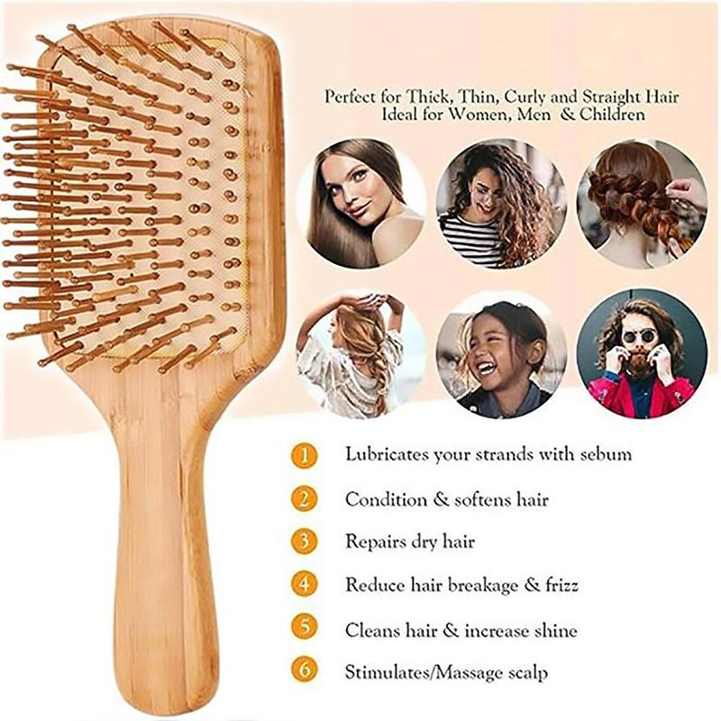 Bamboo Hair Brush, Scalp Massage Comb Wavytalk Brush, Wet And Dry Hair Detailing Comb, Portable Durable Hair Comb, Styling Haircare For Women & Men