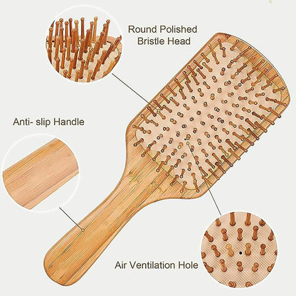 Bamboo Hair Brush, Scalp Massage Comb Wavytalk Brush, Wet And Dry Hair Detailing Comb, Portable Durable Hair Comb, Styling Haircare For Women & Men