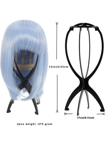 4pcs Wig Display Holder, 2024 New Stylish Portable Short Wig Stand, Collapsible Wig Display Tool for Multiple Wigs & Hats