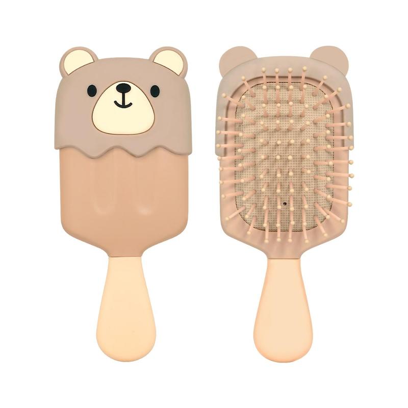 Cute Bear Design Hairbrush & Mirror Set, 1 Count Air Cushion Hair Comb & 1 Count Cute Mirror for Kids