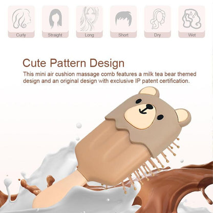 Cute Bear Design Hairbrush & Mirror Set, 1 Count Air Cushion Hair Comb & 1 Count Cute Mirror for Kids