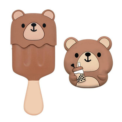 Cute Bear Design Hairbrush & Mirror Set, 1 Count Air Cushion Hair Comb & 1 Count Cute Mirror for Kids