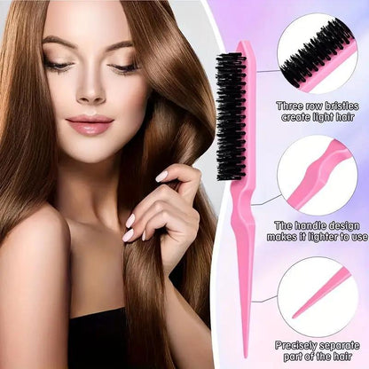 6pcs/set Double Sided Heatless Haircare Brush Set, Long Tail Combs Smooth Detangling Brush, Hair Brush Detangler Grooming Tools, Professional Hair Styling Tools for Women & Girls, Barber Supplies