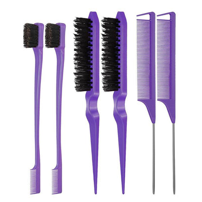 6pcs/set Double Sided Heatless Haircare Brush Set, Long Tail Combs Smooth Detangling Brush, Hair Brush Detangler Grooming Tools, Professional Hair Styling Tools for Women & Girls, Barber Supplies