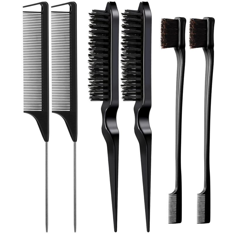 6pcs/set Double Sided Heatless Haircare Brush Set, Long Tail Combs Smooth Detangling Brush, Hair Brush Detangler Grooming Tools, Professional Hair Styling Tools for Women & Girls, Barber Supplies