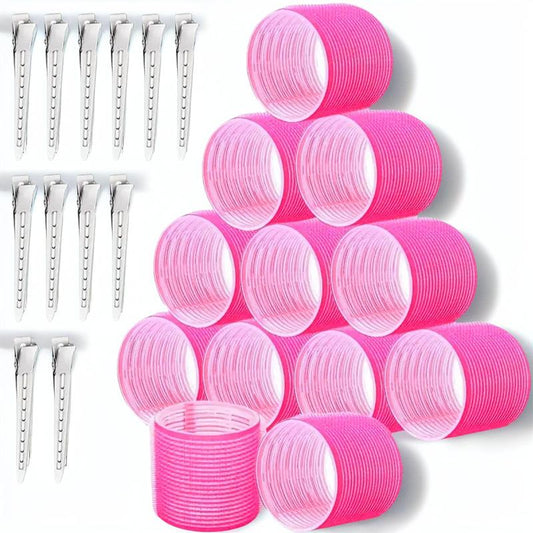 Hair Curling Roller, 24pcs/set Including 12 Self Grip Curling Irons & 12 Hair Curling Duckbill Clips, Overnight Heatless Styling Tools For Women, Trending Products, Summer Gift