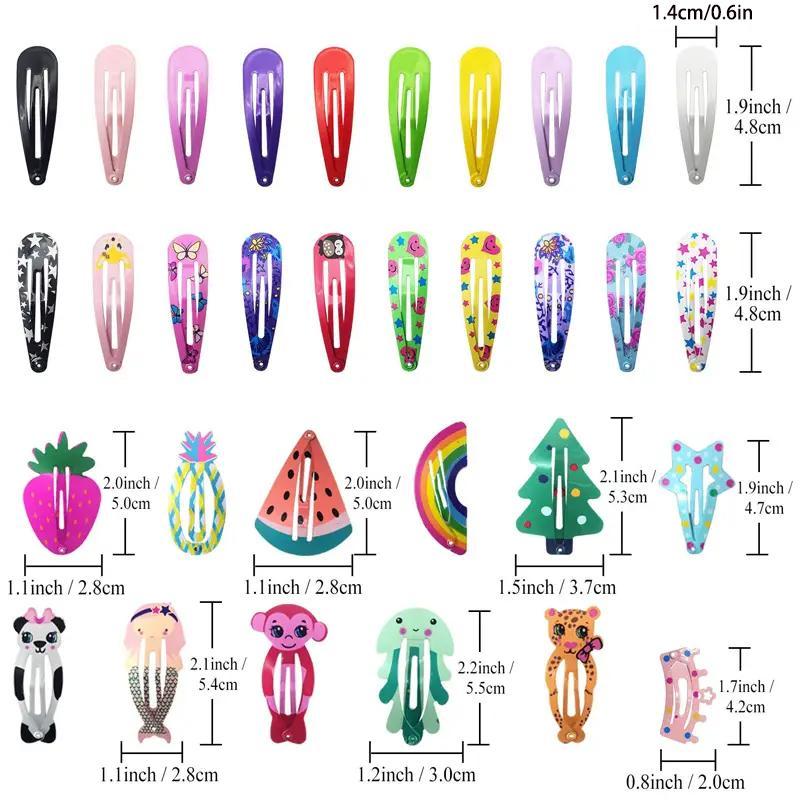 Cute Cartoon Animal & Fruit Design Hair Clips, 100pcs/set Non Slip Design Colorful Hair Clips, Heatless Styling Tools for Women & Girls