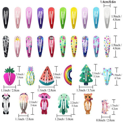 Cute Cartoon Animal & Fruit Design Hair Clips, 100pcs/set Non Slip Design Colorful Hair Clips, Heatless Styling Tools for Women & Girls