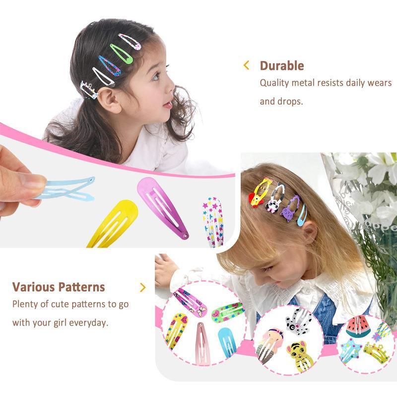 Cute Cartoon Animal & Fruit Design Hair Clips, 100pcs/set Non Slip Design Colorful Hair Clips, Heatless Styling Tools for Women & Girls