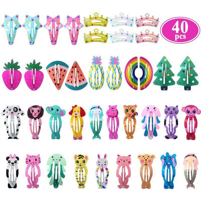 Cute Cartoon Animal & Fruit Design Hair Clips, 100pcs/set Non Slip Design Colorful Hair Clips, Heatless Styling Tools for Women & Girls