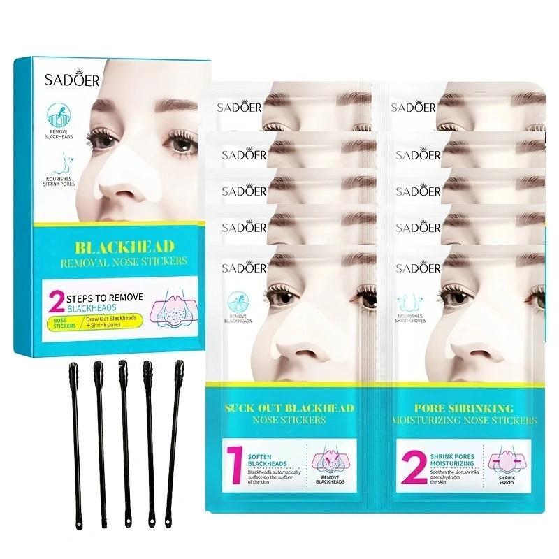 10pcs/box Blackhead Remover Nose Strips, Deep Cleansing Nose Strips, Nose Pores Cleaning Stickers, Facial Treatment Supplies