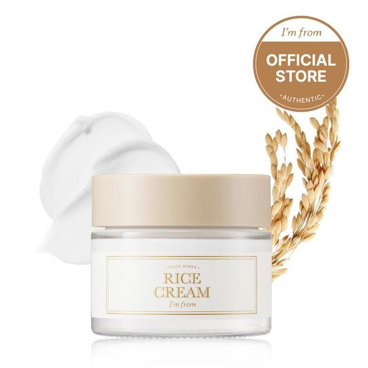 [I'm From Official Shop] Rice Cream 1.69 Ounce, 41% Rice Bran Essence with Ceramide, Glowing Look, Improves Moisture Skin Barrier, Nourishes Deeply, Soothing to Even Out Skin Tone, K Beauty Moisturizer Organic Skincare Moisturizing Vegan Korea Skin Repair