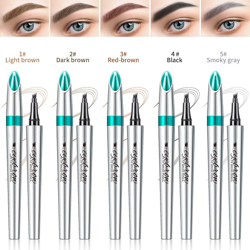 Eyebrow Pencil with 4 Tip Microblade for Natural Eyebrow Makeup Eyebrow Microblading Pen Waterproof &Smudge-Proof