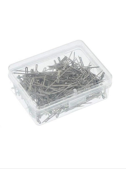 100pcs/box T-shaped Sewing Pin for Wig Crafts on Foam Head, T Pin Needle Wig Fixing Pin with Clear Box, Hair Extension Accessories for Wig