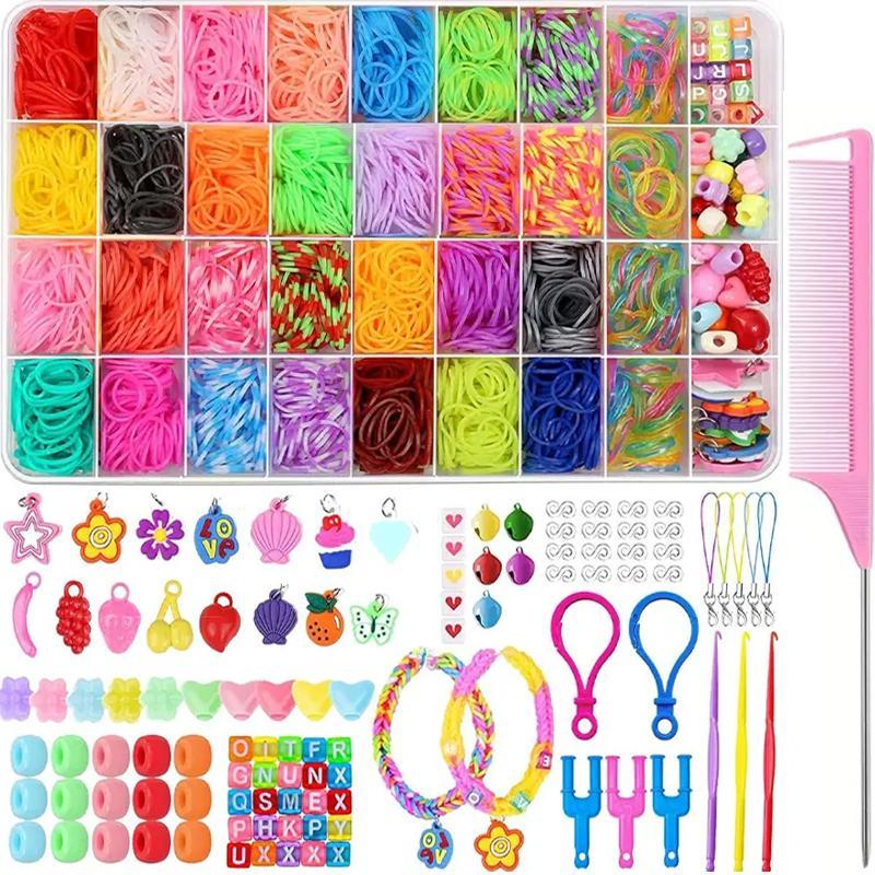 DIY Hair Styling Tool Set, 2741pcs/set Colorful Hair Tie & Bracelet Rubber Band Making Kit, Hair Styling Accessories, Heatless Styling Tools