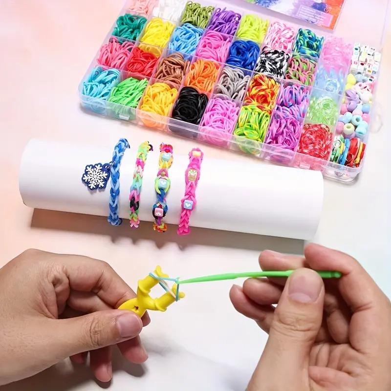 DIY Hair Styling Tool Set, 2741pcs/set Colorful Hair Tie & Bracelet Rubber Band Making Kit, Hair Styling Accessories, Heatless Styling Tools