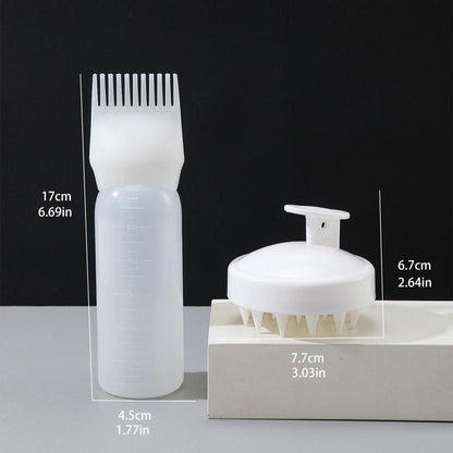 Hair Care Serum Applicator Comb and Scalp Massager, 2 Counts/set Hair Dye Applicator Bottle & Scalp Massager, Soft Silicone Hair Oil Applicator Bottle with Comb & Graduated Scale