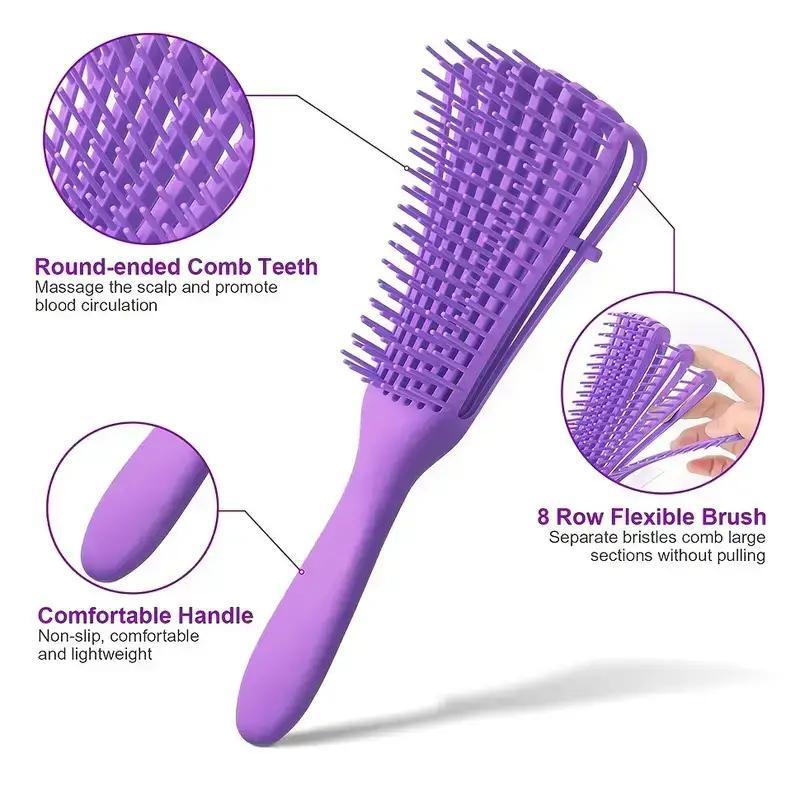 Hair Care & Styling Tool, Summer Gifts, 1 Count Detangling Brush & 1 Count Rat Tail Comb & 1 Count Dual Ended Hair Brush & 1 Count Wide Tooth Comb & 1 Count Bristle Brush & 4 Hair Clips & Hair Tie & Scalp Massage Brush & Empty Spray Bottle