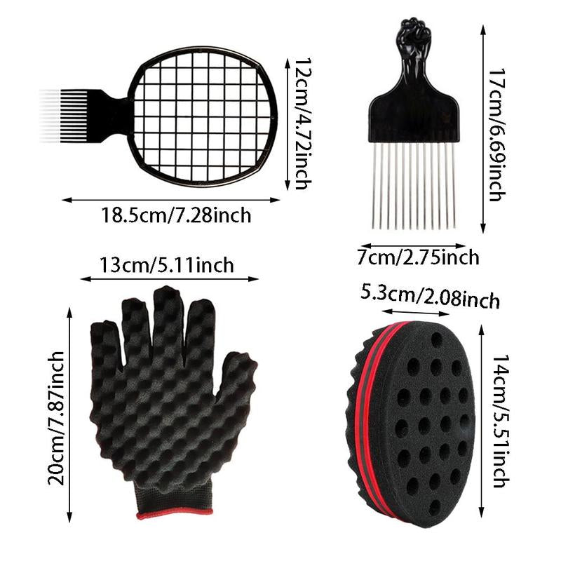 Heatless Hair Styling Tool Set, Mesh Comb & Gloves & Steel Needle Insertion Brush & Sponge Styling Comb, Haircare Accessories for Home & Salon Use