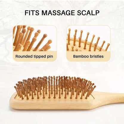 Natural Bamboo Head Massage Comb, 6pcs/set Styling Comb, Including Pointed Tail Comb & Wide Tooth Comb & Massage Air Cushion Comb & Double-edged Comb