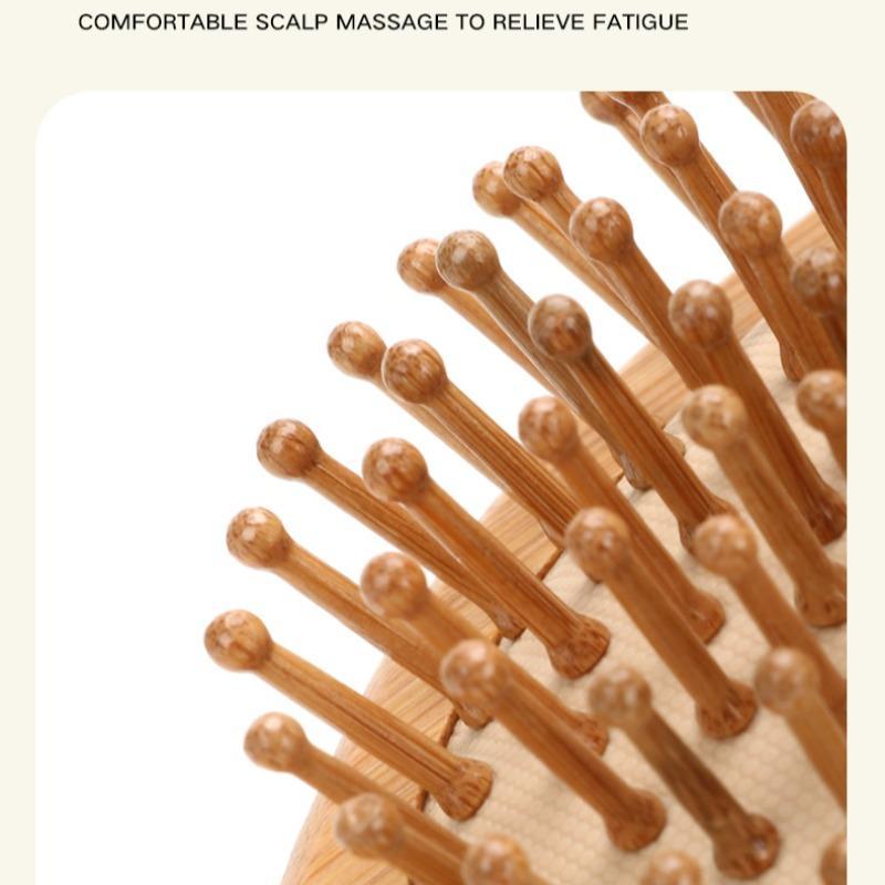 Natural Bamboo Head Massage Comb, 6pcs/set Styling Comb, Including Pointed Tail Comb & Wide Tooth Comb & Massage Air Cushion Comb & Double-edged Comb