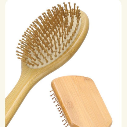 Natural Bamboo Head Massage Comb, 6pcs/set Styling Comb, Including Pointed Tail Comb & Wide Tooth Comb & Massage Air Cushion Comb & Double-edged Comb